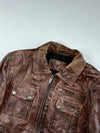 Devred 1902 Distressed Brown Leather Bomber Jacket with Cargo Pockets (M)