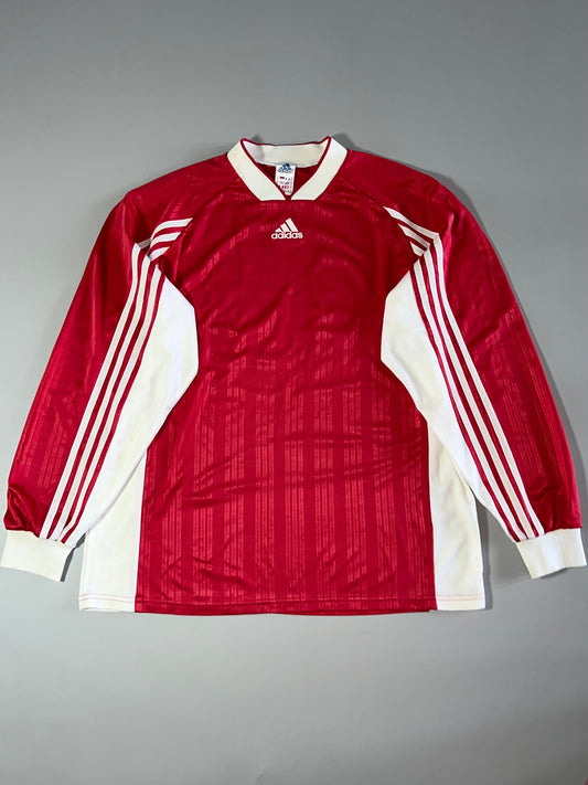 Adidas Vintage 3-Stripes Long Sleeve Football Jersey — Red/White (2XL)