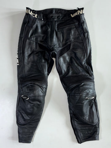 Vanucci Vintage Black Genuine Leather Armoured Moto Racing Pants Knee Padded  (W:36|L:38)