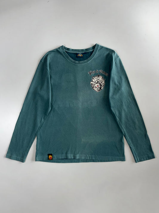 Jizo Bosatsu | Japanese Embroidered Longsleeve | Teal Green (M)