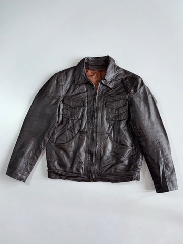 Vintage Premium Utility Leather Jacket (M)