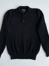 Polo by Ralph Lauren Black Lambswool Quarter Zip Sweater (M)