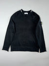 Stone Island Black Knit Crewneck Sweater – Tipped Collar & Compass Badge (M)