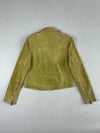 Mango MNG Olive Suede Leather Biker Jacket with Silver Zips & Snap Lapels,Women’s(S)