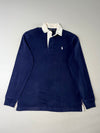 Polo Ralph Lauren Navy Blue Contrast Collar Long Sleeve Rugby Shirt (M)