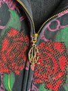 Christian Audigier Rose & Chain Print Zip-Up Hoodie Women’s (Xs)