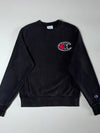 Champion Reverse Weave Black Big “C” Logo Crewneck Sweatshirt (S)