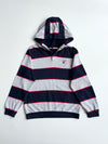 Fila Navy & Grey Striped Hooded Henley | Size (S/M)
