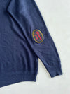 Lacoste Textured Knit Crewneck Sweater – Navy with Green Croc (S)