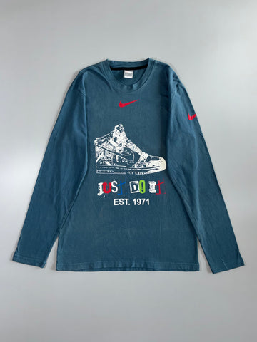 Nike “Just Do It” Graphic Long Sleeve T-Shirt – Blue (S)