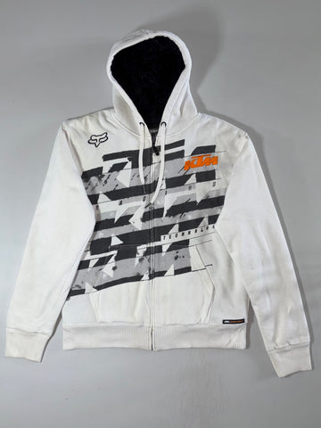 Fox Racing x KTM White Sherpa-Lined Zip-Up Hoodie (2XL)