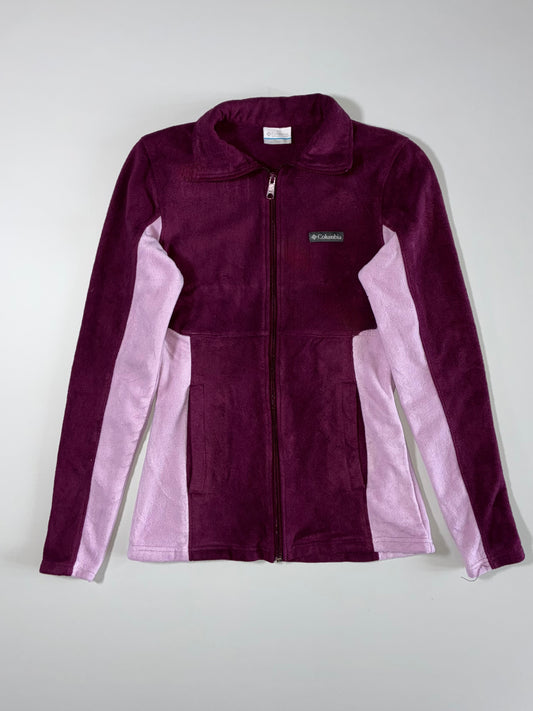 Columbia Vintage Burgundy & Pink Colorblock Full-Zip Fleece Jacket (XS)