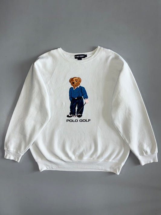Polo Golf Ralph Lauren | Vintage Golf Bear Crewneck Sweatshirt White (2XL/3XL)