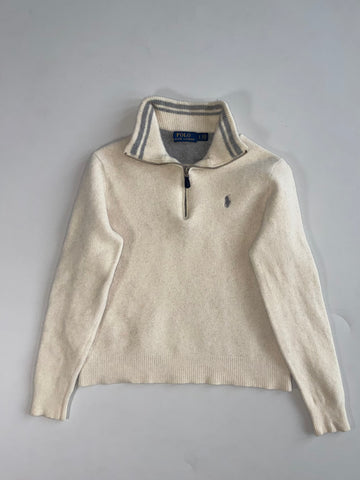 Polo Ralph Lauren Quarter Zip Knit Sweater Cream (Xs)