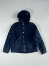 Vintage 90s Polo by Ralph Lauren Quilt-Lined Hooded Canvas Jacket – Navy with Red Pony (M)