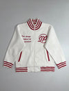 I.P. Zone Outfitters "Asia Lounge" Sherpa Fleece Varsity Zip Jacket – Cream/Red (L)