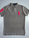 Polo Ralph Lauren Big Pony Polo Shirt #3 Sleeve Patch Pink Pony  Grey (L)