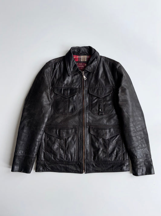 Vintage Marlboro Classics Genuine Leather Utility Jacket  Black (L)
