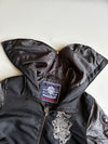 Jizo-Bosatsu Black Camo Sleeve Embroidered Hooded Bomber Jacket (M)