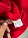 Vintage Ferrari Red Fleece Pullover – Yellow Collar Quarter Zip with Prancing Horse Pocket (2XL)
