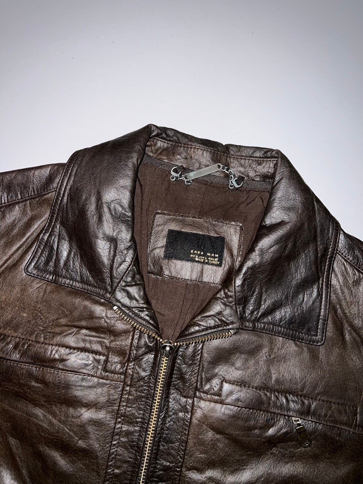 Z Zara Man Original Leather Jacket Ultra premium(L)