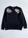 Japanese Dragon & Crane Graphic Black Crewneck Sweatshirt – (XL)