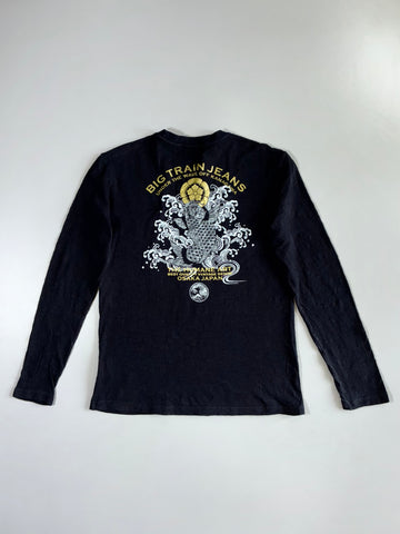 Big Train Jeans Osaka Y2K Koi Fish Wave Long Sleeve Tee (L)