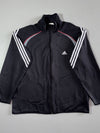 Vintage Y2K Adidas Black Fleece-Lined Track Jacket with Red Piping (2XL)