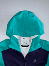 Salomon Colorblock Geometric-Lined Hooded Shell Jacket Teal Navy (M)