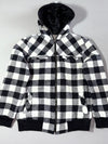 Base Control Buffalo Check Quilted Hooded Jacket – Black/White -(S)