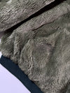 Various Green Satin Bomber Jacket with Faux Fur Hood Reversible (L/XL)