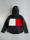 Tommy Hilfiger Sport Flag Colorblock Quilted Hooded Puffer Jacket Black Women (M)