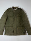 Jack Wills Olive Quilted Field Jacket with Corduroy Collar & Flannel Lining (XL)