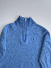 Tommy Hilfiger Blue Lambswool Quarter-Zip Sweater (XS/S)