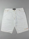 Coogi Multicolor Stitch White Denim Shorts embroidered (W:44) (L:26)
