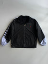 Reversible Jacket | Nylon Windbreaker & Fleece | Black with White Stripe Sleeves | Inspired Piece (S/M)