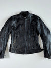 Bering Original Roadster Graphic Black Leather Motorcycle Jacket Padded Women’s (XS)