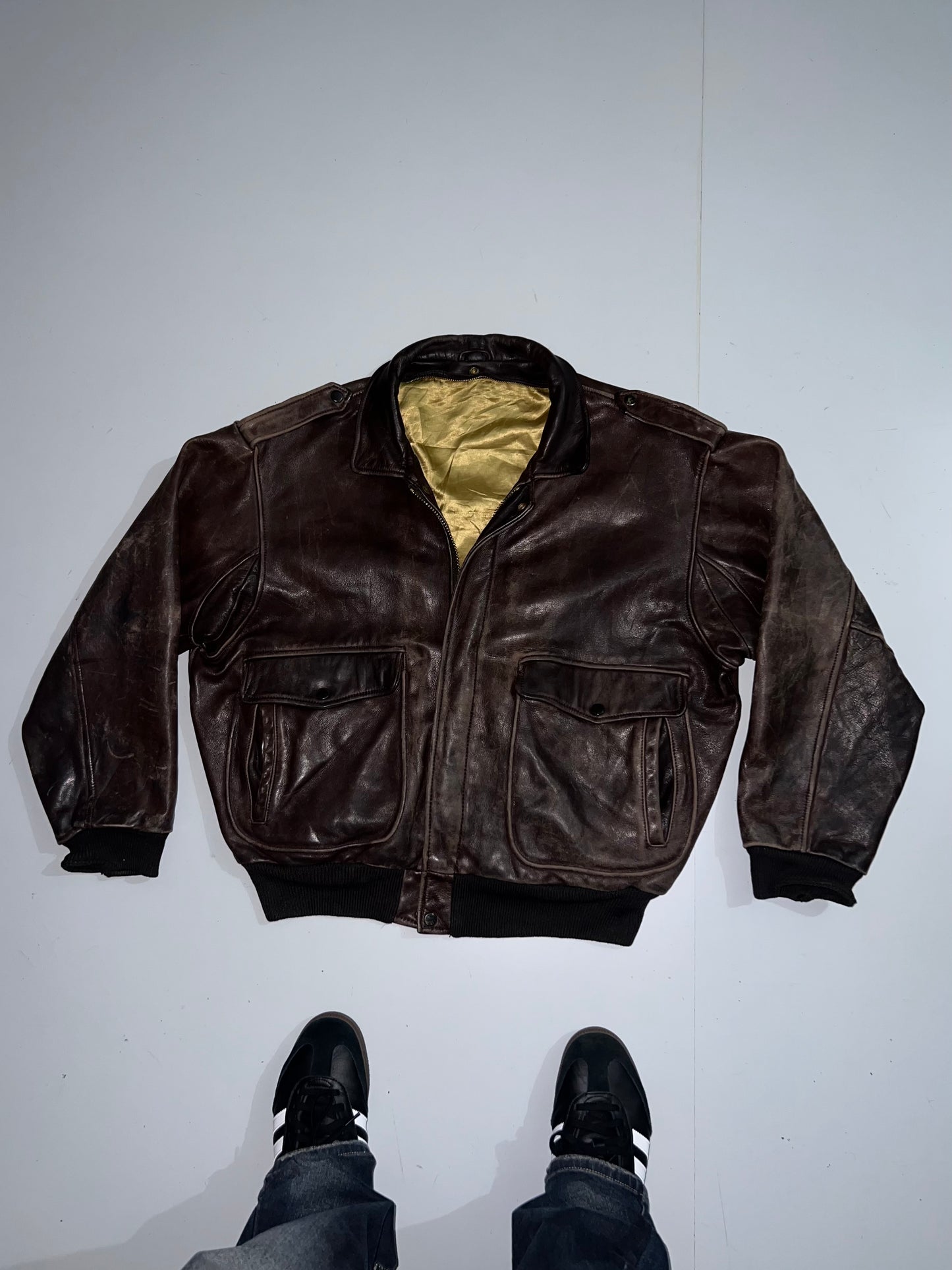 ZSuper Rare Vintage Brown Original Leather Jacket (XL/2XL)