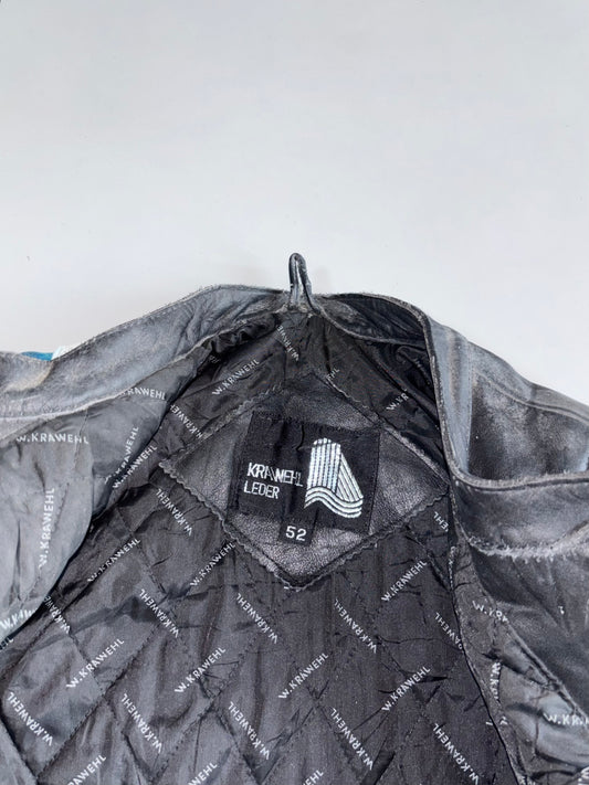 Krawehl Leder Ritter Geometric Colorblock Moto Leather Jacket (M)