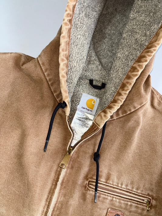 Vintage Carhartt Sandstone Active Hooded Jacket (Fur Inside)(2XL/3XL)