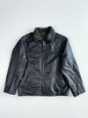 Vintage Canda Black Leather Sherpa Collar Zip-Up Jacket (L)