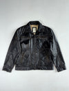 Tom Tailor 1962 Distressed Black Leather Multi-Zip Trucker Jacket, (XL/2XL)