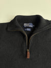 Polo by Ralph Lauren Black Lambswool Quarter Zip Sweater (M)