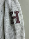 Tommy Hilfiger White Cable Knit Full-Zip Sweater with THNY Patch (XS)