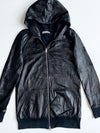Meatpacking D. Black Leather Hooded Zip Jacket(S)