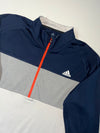 Adidas Navy & Grey Colorblock Quarter Zip Pullover (2XL)