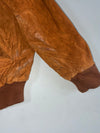 Vintage Basics Cognac Suede Fur Hood Toggle Bomber Jacket (XL)