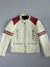 Vintage White & Burgundy Café Racer Leather Jacket (M)