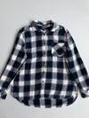 Roots Canada Flannel Plaid Button-Up Shirt  Navy/White (L)