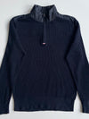 Tommy Hilfiger Navy Quilted Yoke Quarter-Zip Knit Sweater (L)